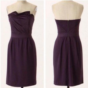 Anthropologie Deletta “Fukuoka Folds” strapless dress, dark purple